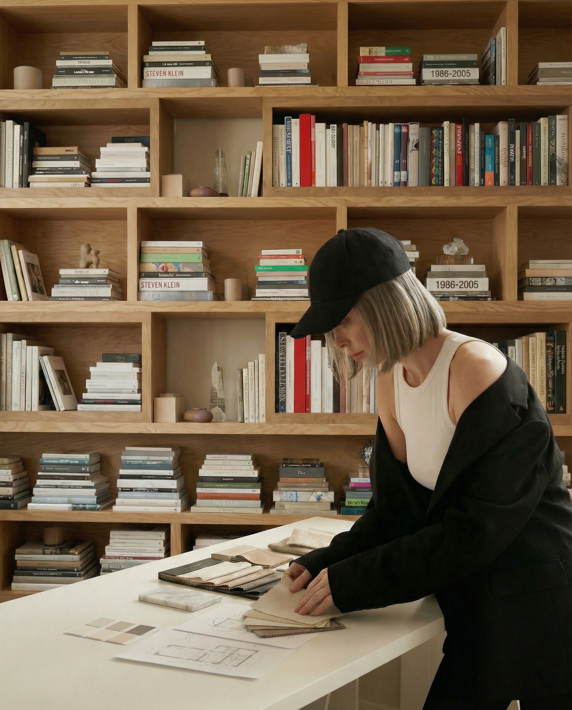 Kas Bordier at work reviewing architectural materials