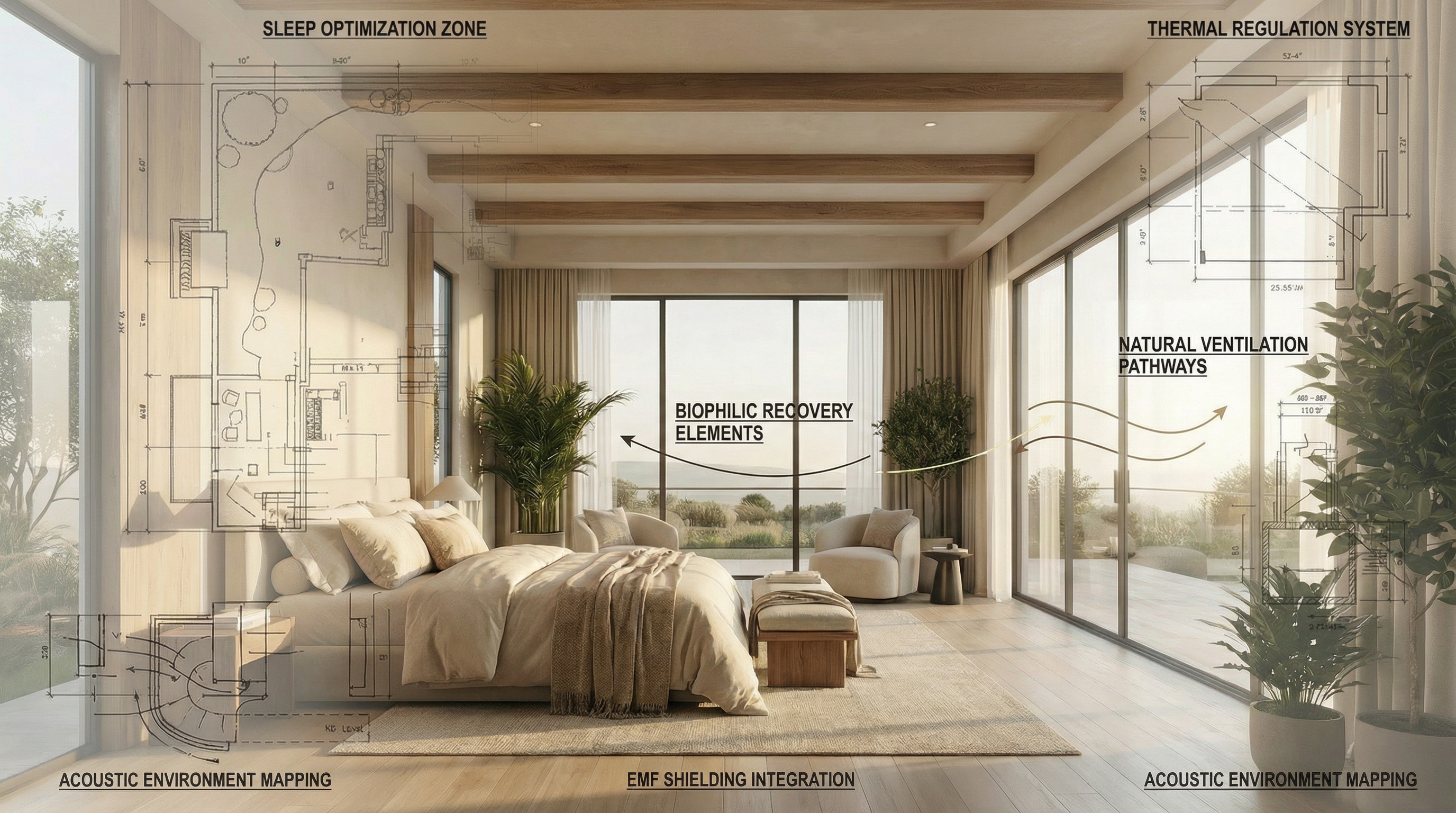 Biophilic wellness home with oxygen production zones